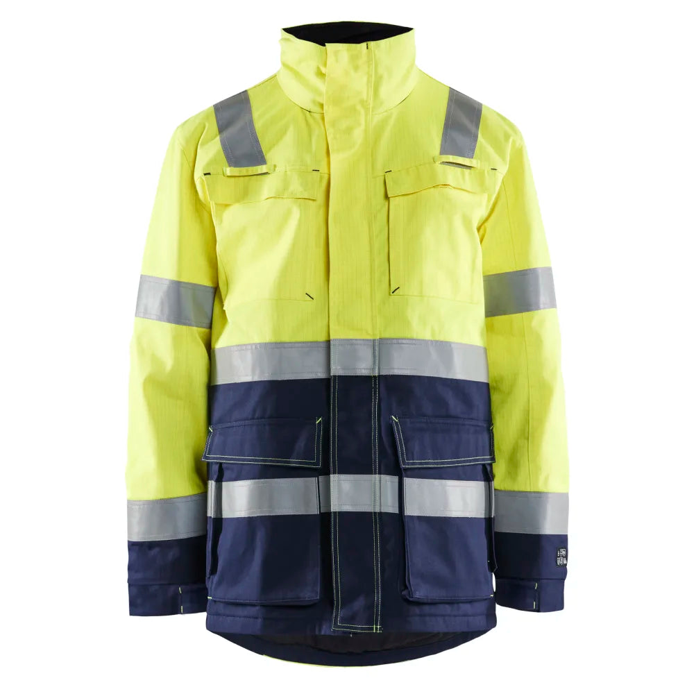 Blaklader 4467 1514 Vlamvertragende Winterparka High Vis Geel Marineblauw