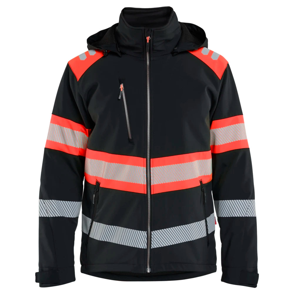 Blaklader 4489 2513 Lichtgewicht Softshell Jack Gevoerd High Vis Zwart High Vis Rood