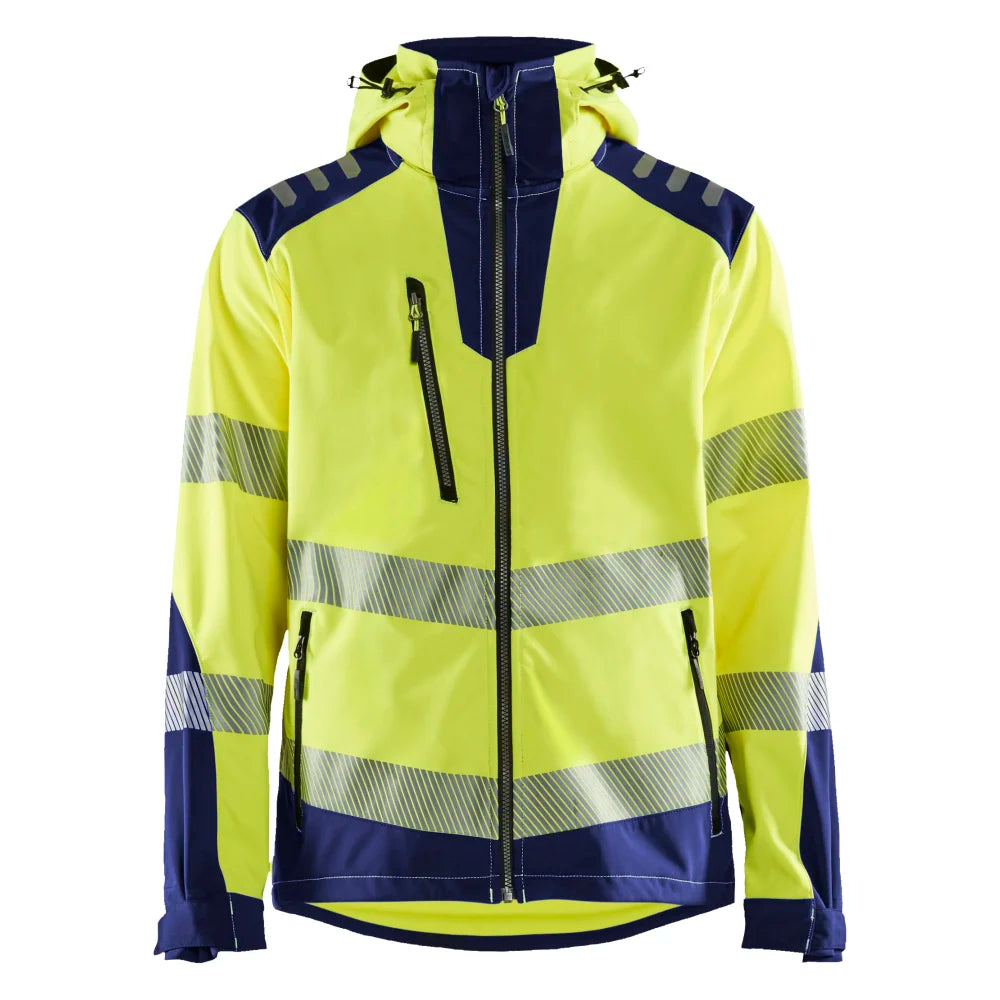 Blaklader 4491 2513 Softshell Jack High Vis High Vis Geel Marineblauw