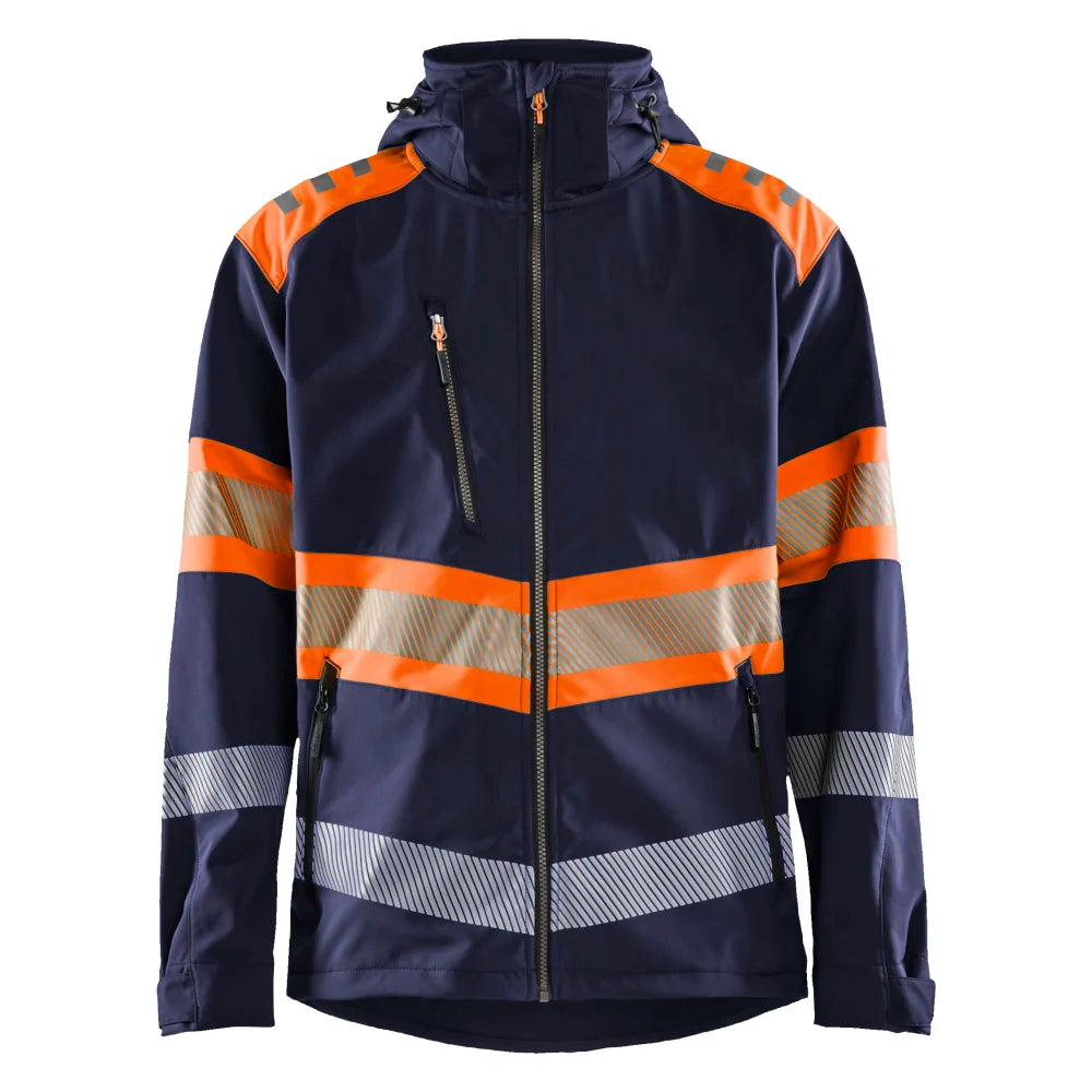 Blaklader 4494 2513 Softshell Jack High Vis Marineblauw Oranje