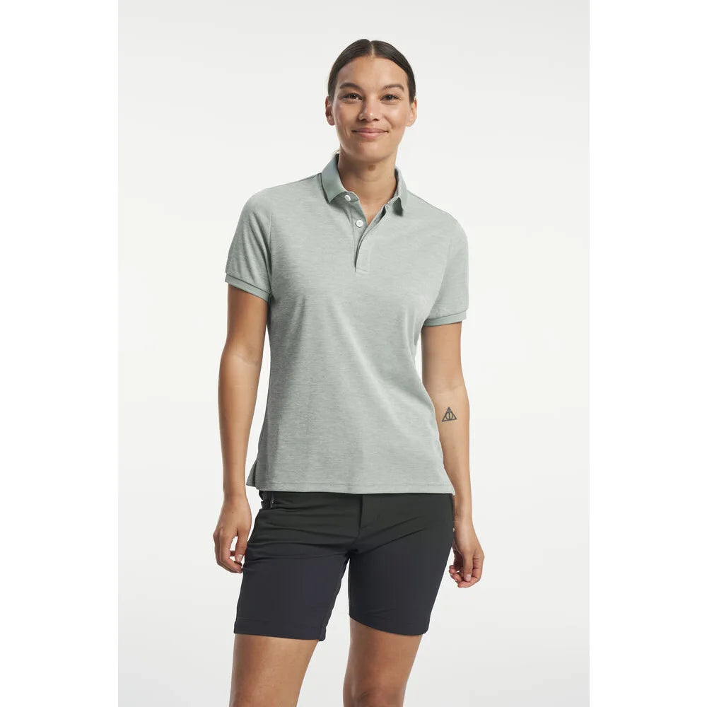 Tenson Txlite Melange Polo Women Grijsgroen