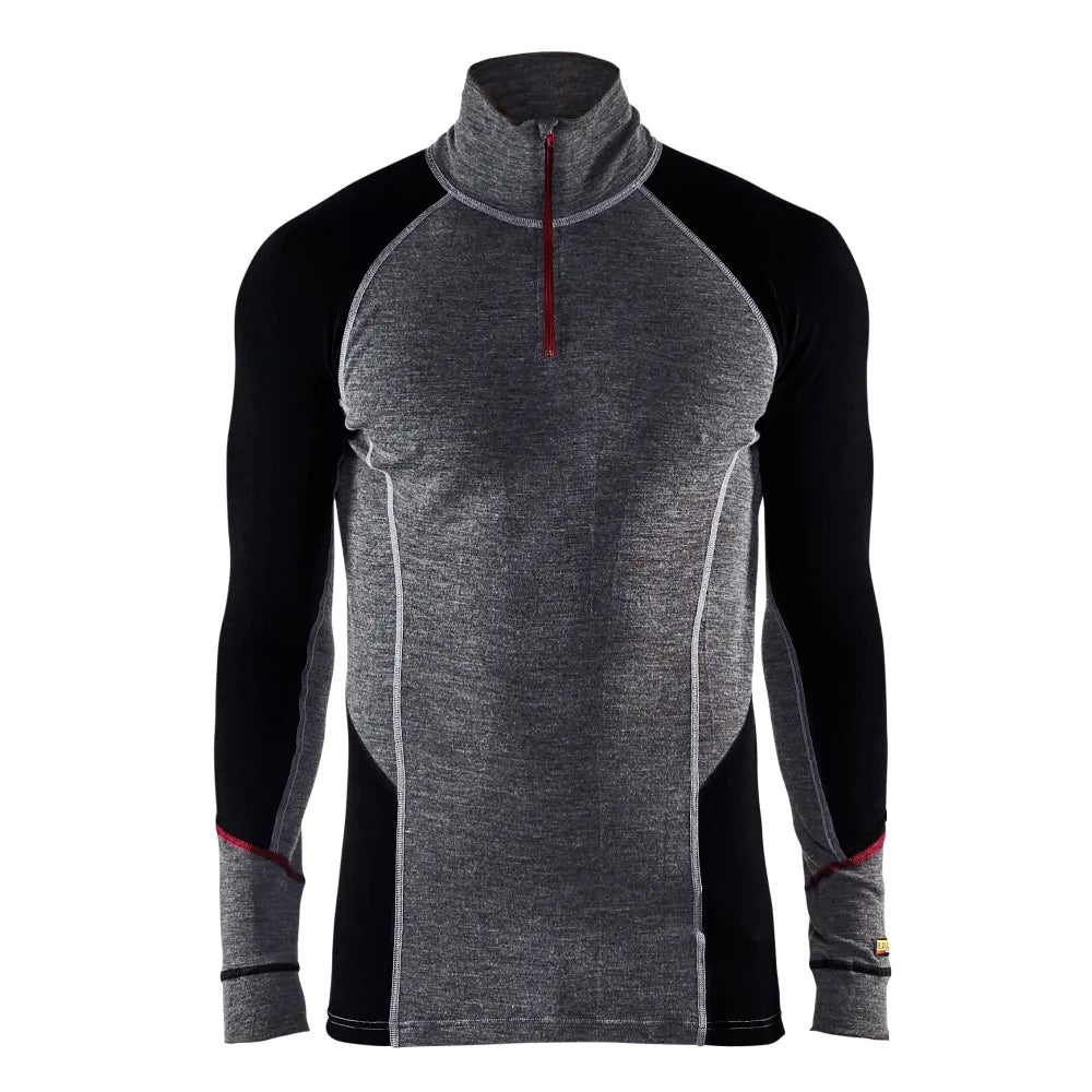 Blaklader 4699 1736 Onderhemd Met Halve Rits Merinowol Xwarm Medium Grijs Zwart