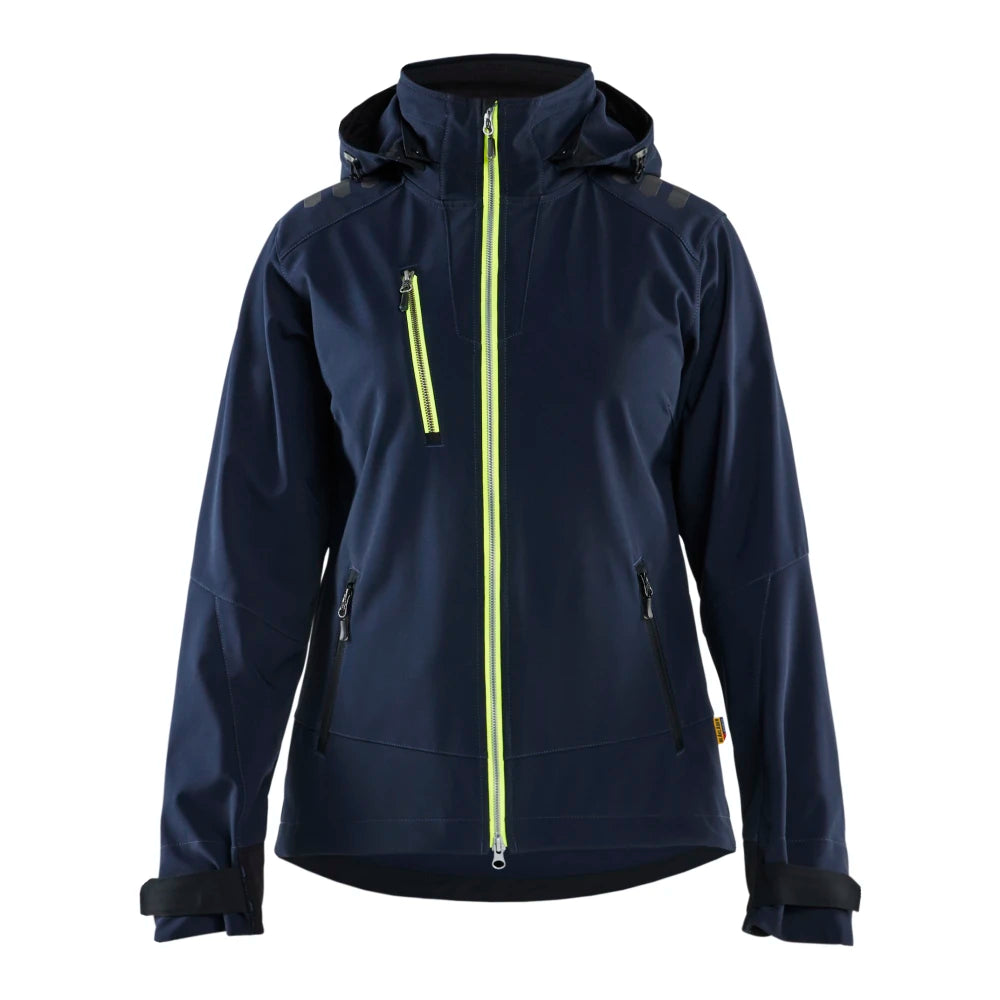 Blaklader 4719 2513 Dames Softshell Jack Donker Marineblauw High Vis Geel