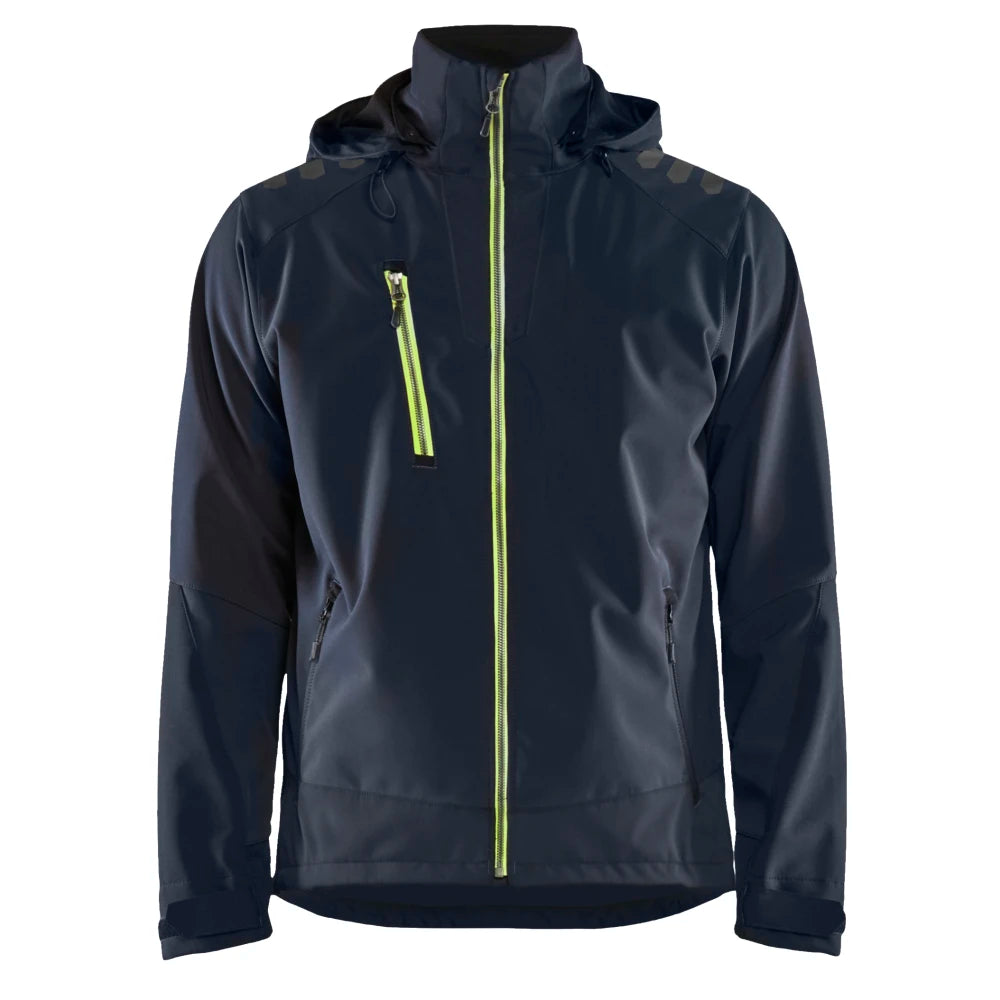 Blaklader 4749 2513 Softshell Jack Donker Marineblauw High Vis Geel