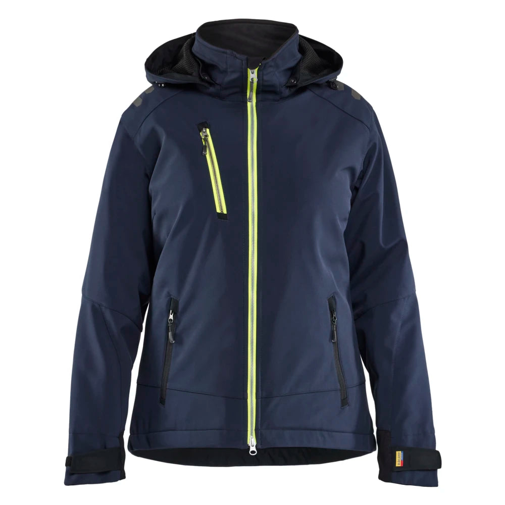 Blaklader 4751 2513 Dames Lichtgewicht Softshell Jack Gevoerd Donker Marineblauw High Vis Geel