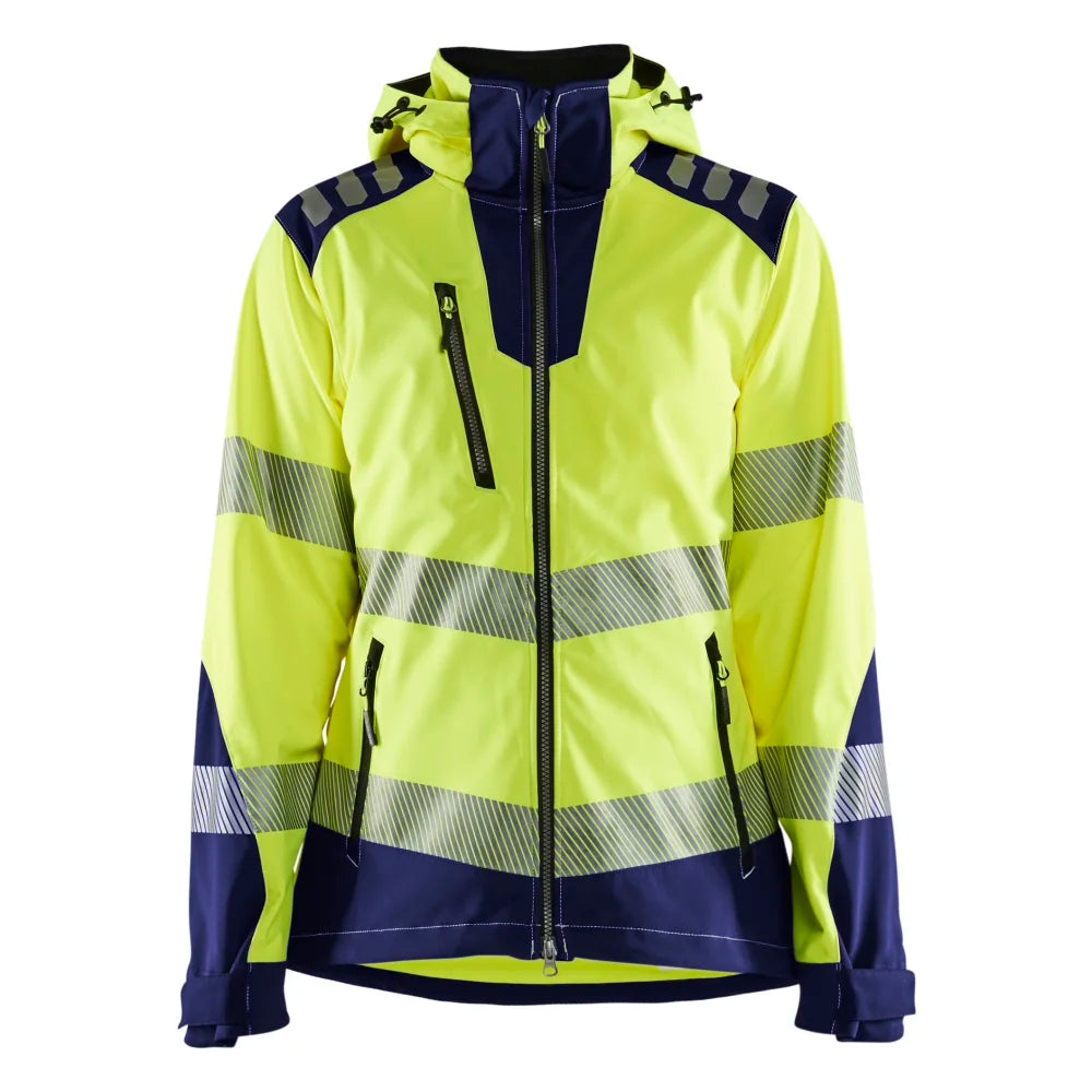 Blaklader 4791 2513 Dames Softshell Jack High Vis High Vis Geel Marineblauw