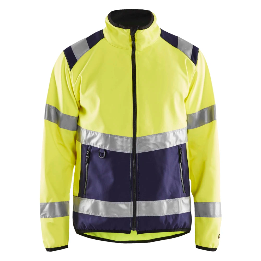 Blaklader 4877 2516 Softshell Jack High Vis High Vis Geel Marineblauw