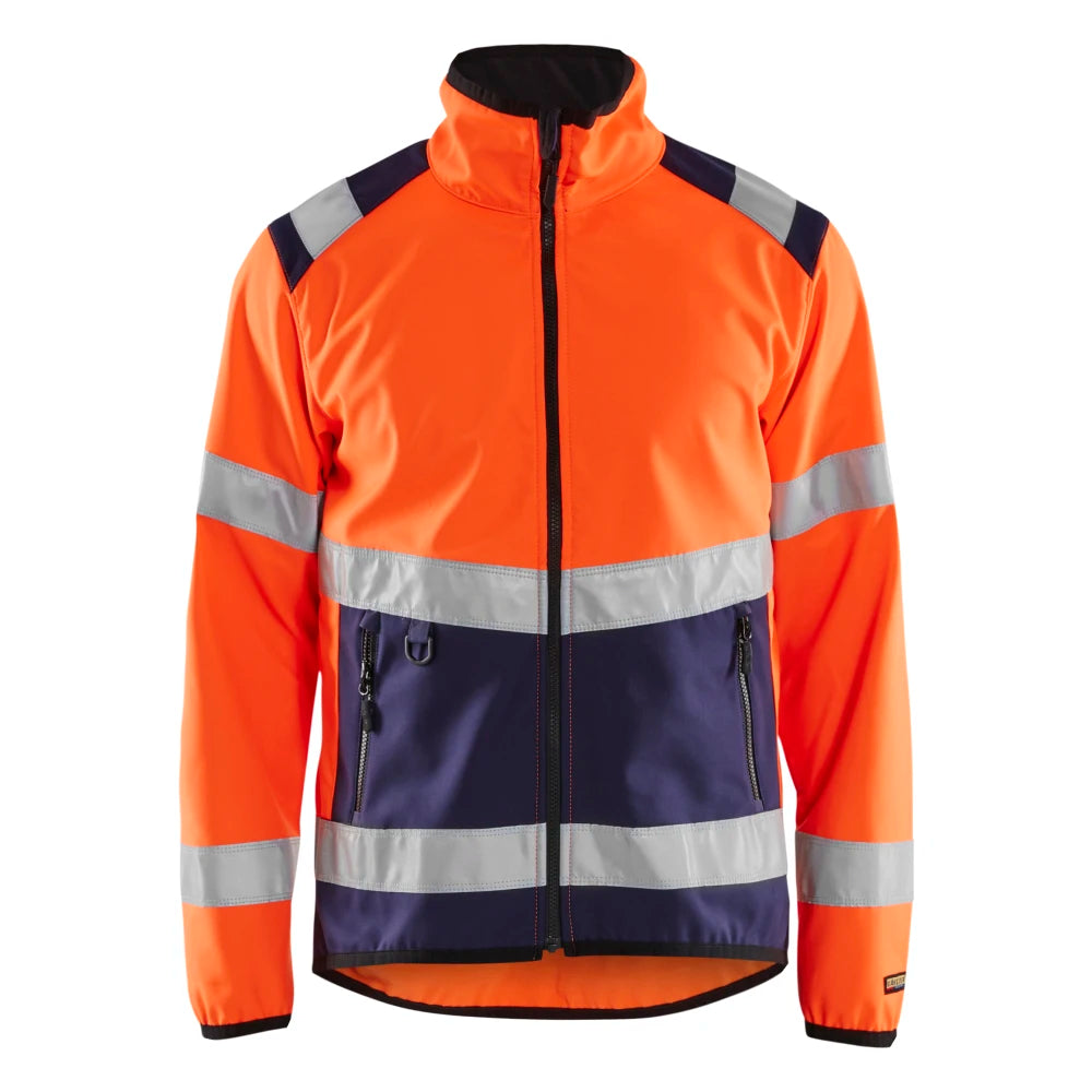 Blaklader 4877 2516 Softshell Jack High Vis High Vis Oranje Marineblauw