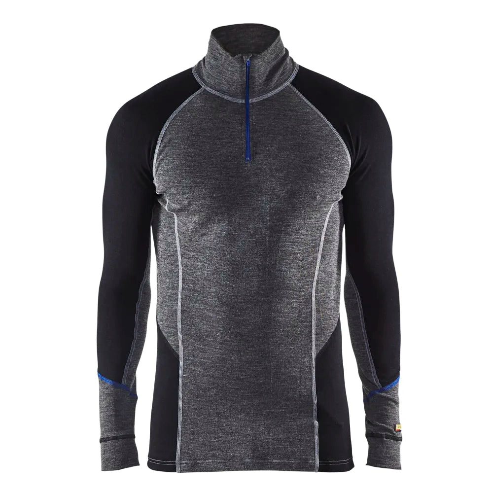 Blaklader 4899 1732 Onderhemd Met Halve Rits Merinowol Warm Medium Grijs Zwart