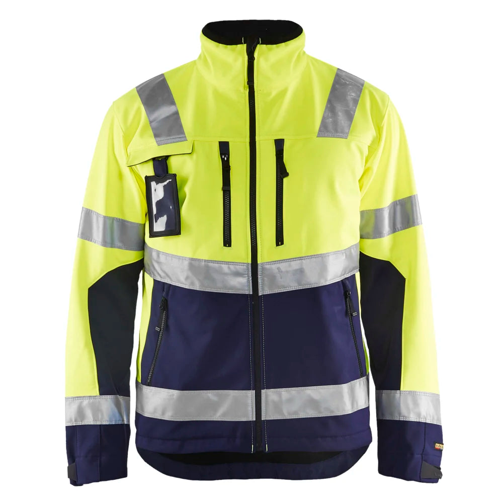 Blaklader 4900 2517 Softshell Jack High Vis High Vis Geel Marineblauw