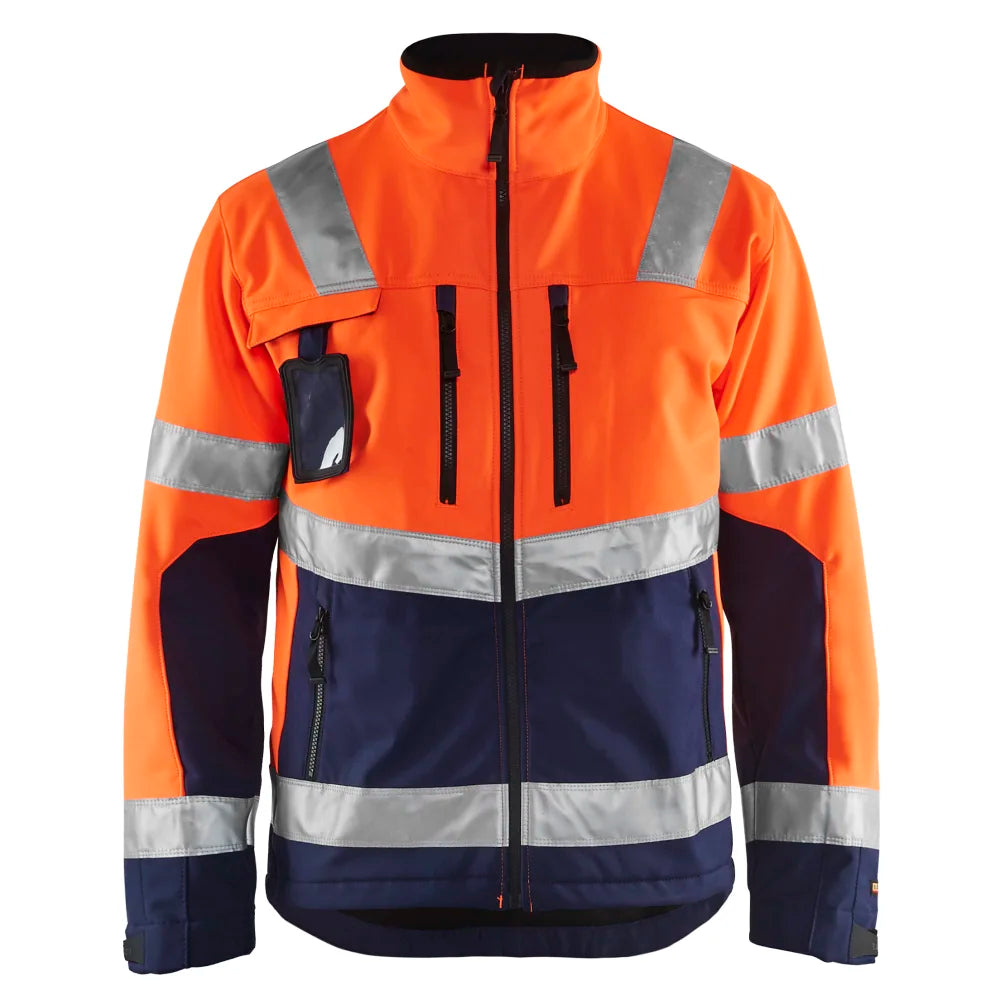 Blaklader 4900 2517 Softshell Jack High Vis High Vis Oranje Marineblauw