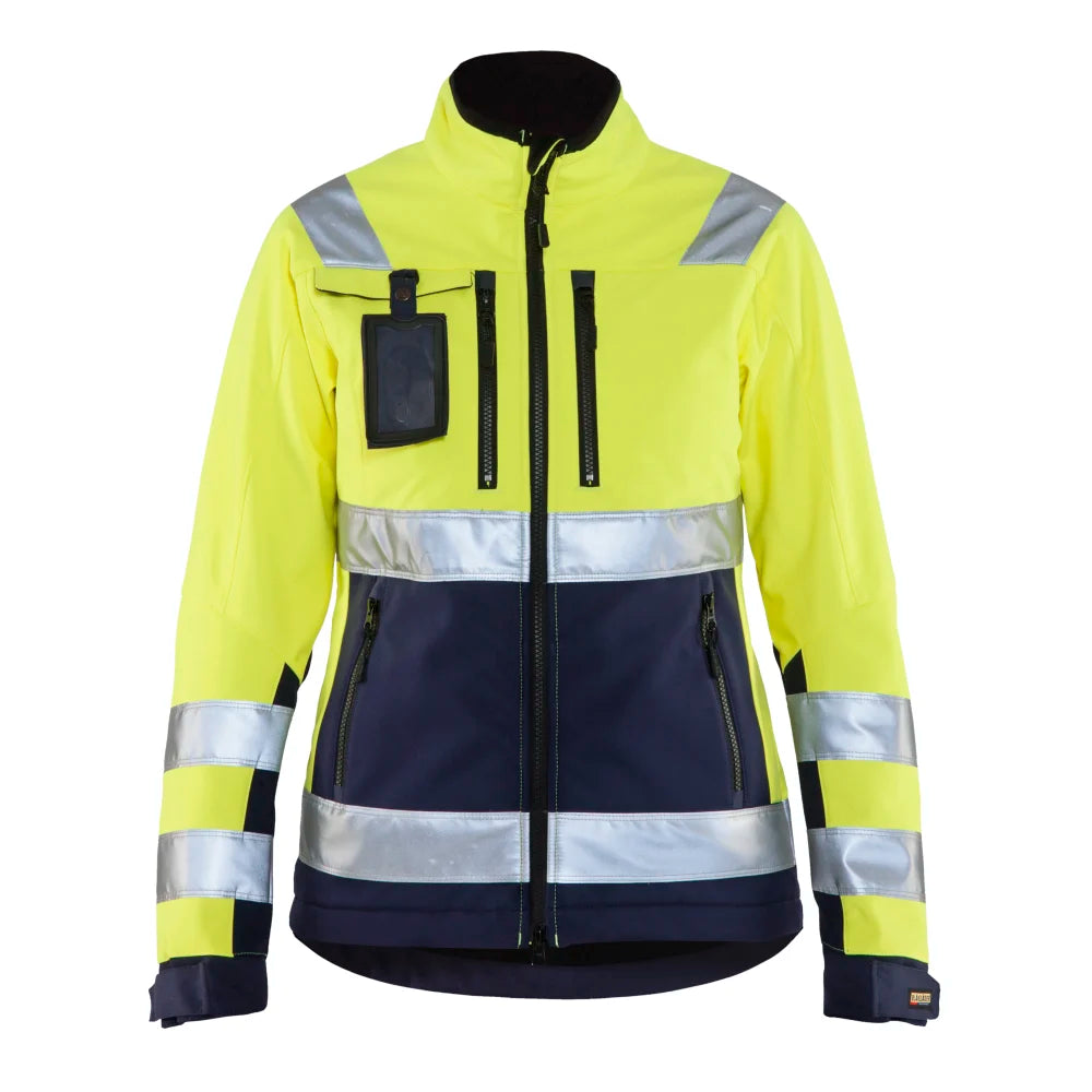 Blaklader 4902 2517 Dames Softshell Jack High Vis High Vis Geel Marineblauw