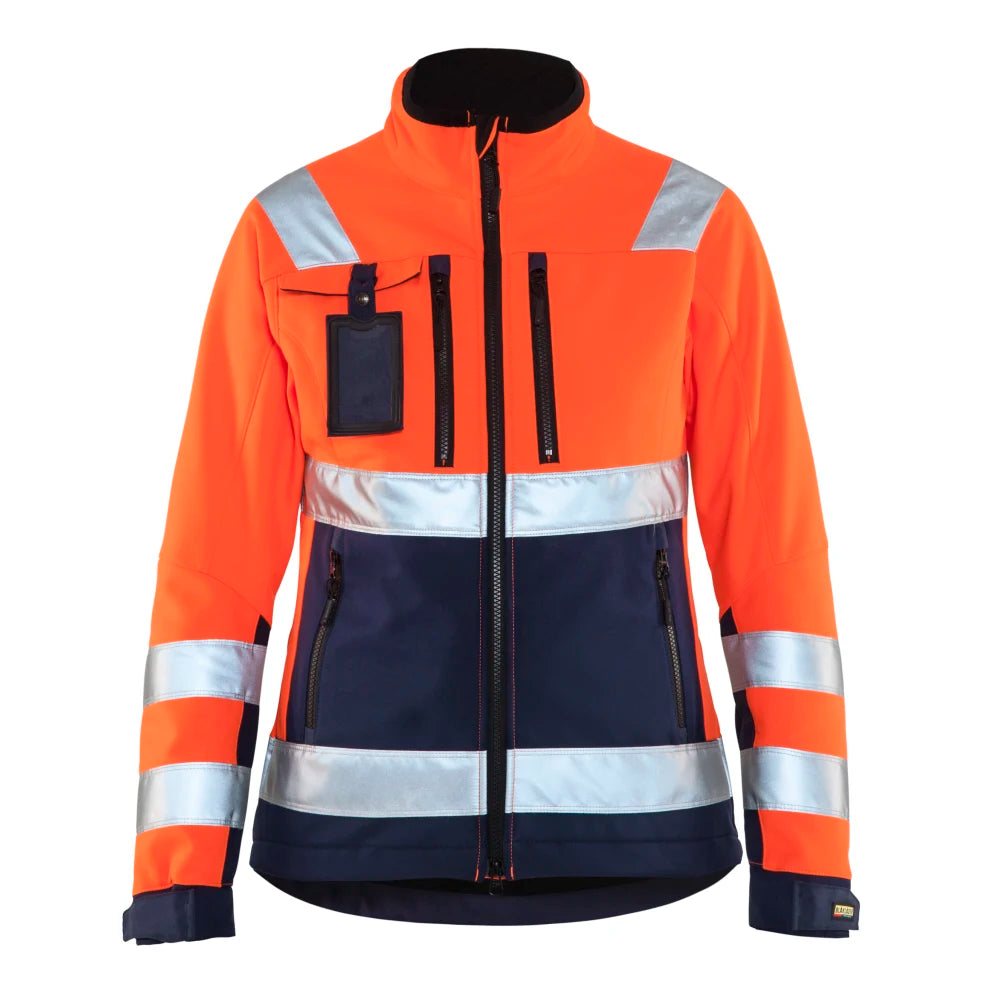 Blaklader 4902 2517 Dames Softshell Jack High Vis High Vis Oranje Marineblauw