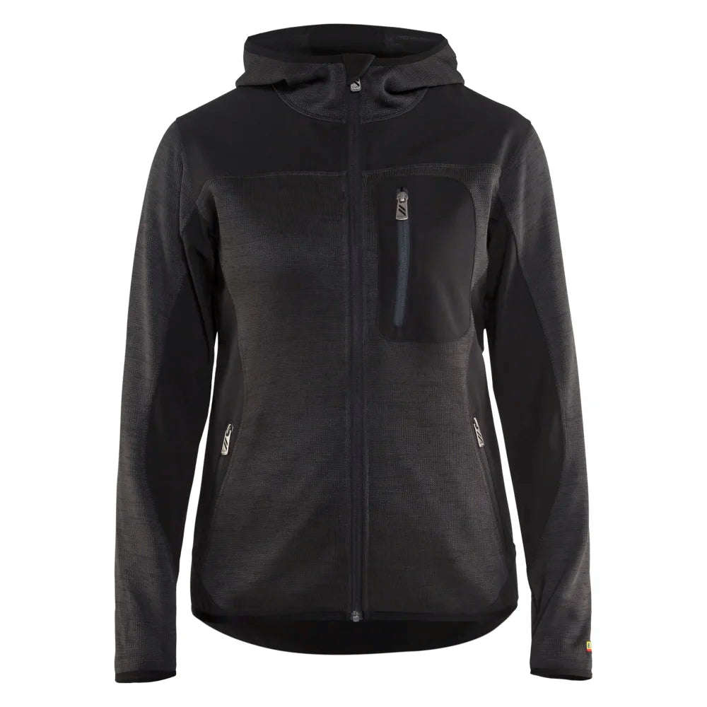Blaklader 4931 2117 Dames Gebreid Vest Met Softshell Donkergrijs Zwart