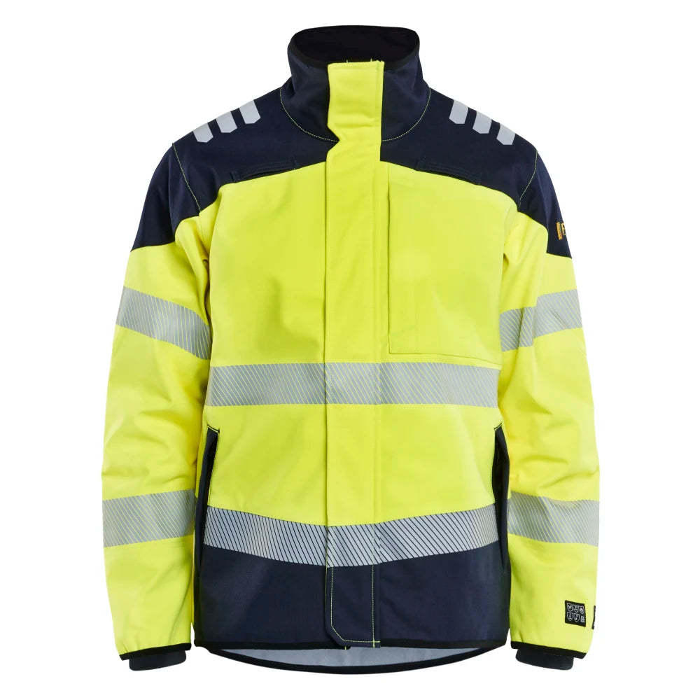 Blaklader 4948 1560 Apc 2 Multinorm Softshell Jack High Vis Geel Marineblauw