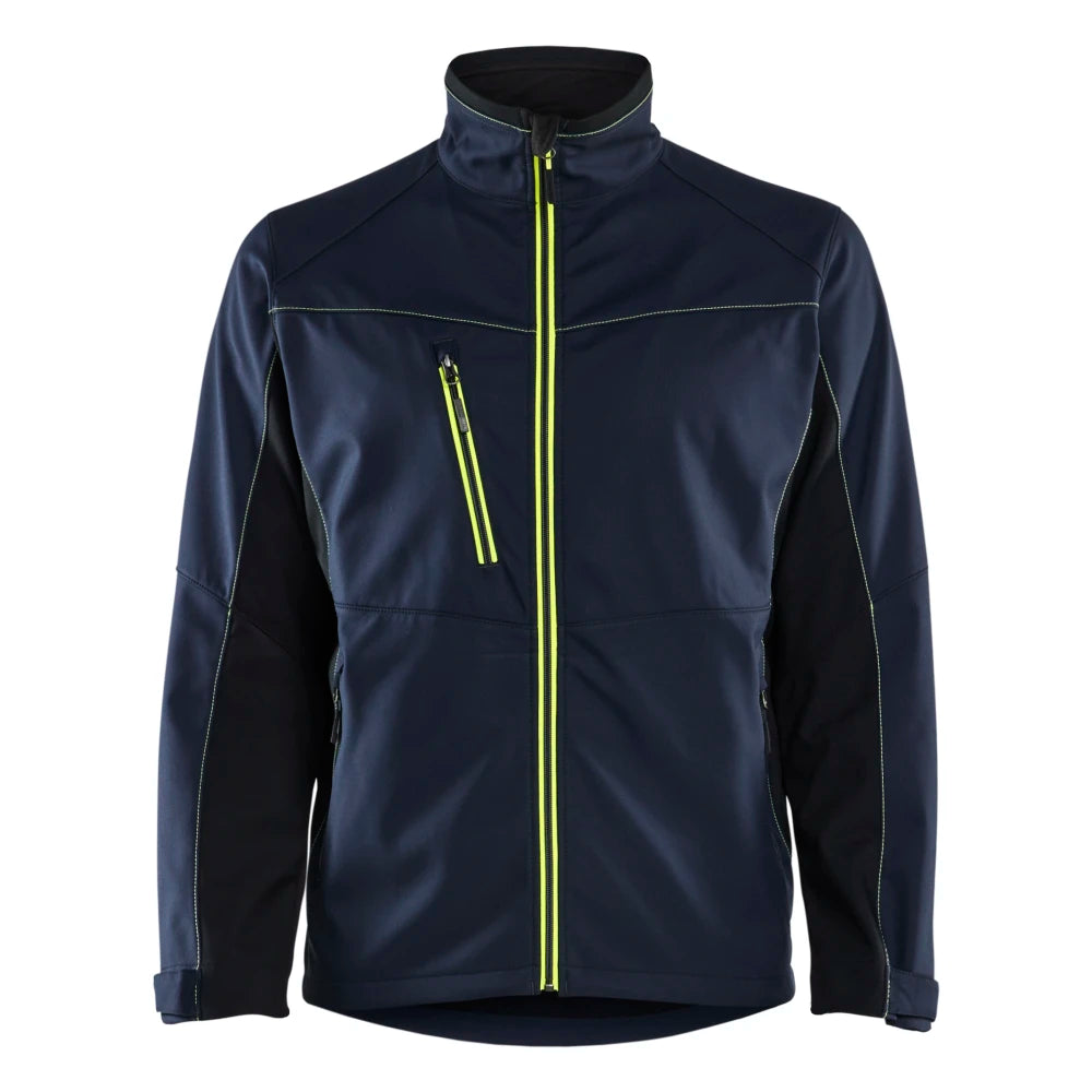 Blaklader 4950 2516 Softshell Jack Donker Marineblauw High Vis Geel