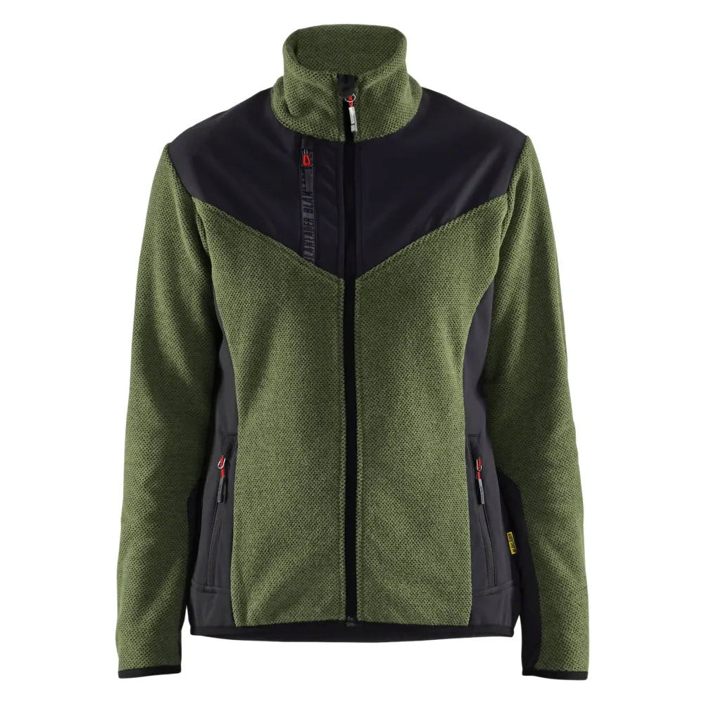 Blaklader 5943 2536 Dames Gebreid Vest Met Softshell Herfstgroen Zwart