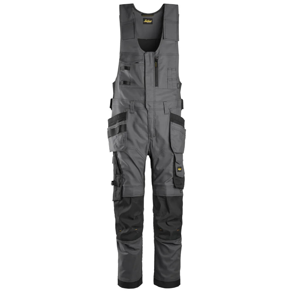 Snickers 6014 Allroundwork Canvas Stretch One-Piece Werkbroek Met Holsterzakken 5804 Steel Grey Black