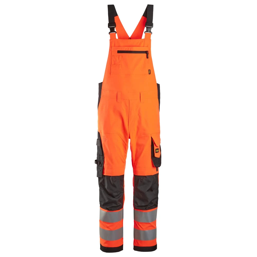 Snickers 6043 High-Vis Bib & Brace Werkbroek Klasse 2 5504 High Visibility Orange Black