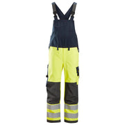 Snickers 6060 Protecwork High-Vis Klasse 2 Bib & Brace Werkbroek 6695 High Visibility Yellow Navy