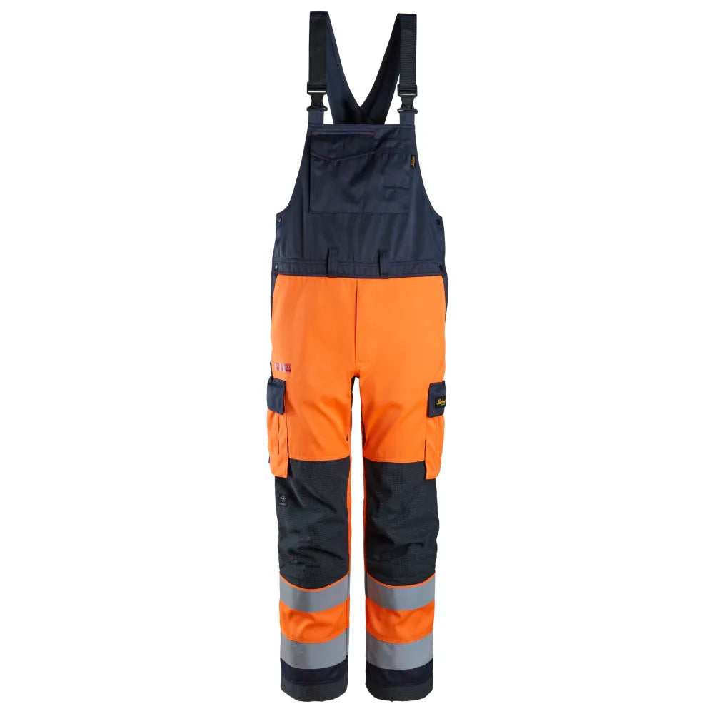 Snickers 6064 Protecwork High-Vis Klasse 2 Bib & Brace Werkbroek 5595 High Visibility Orange Navy
