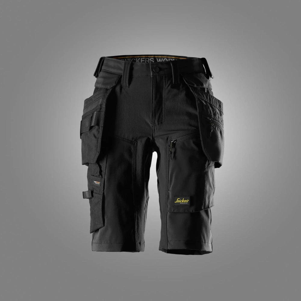 Snickers 6117 Allroundwork Dames Stretch Werkshorts Met Afneembare Holsterzakken 0404 Black Black