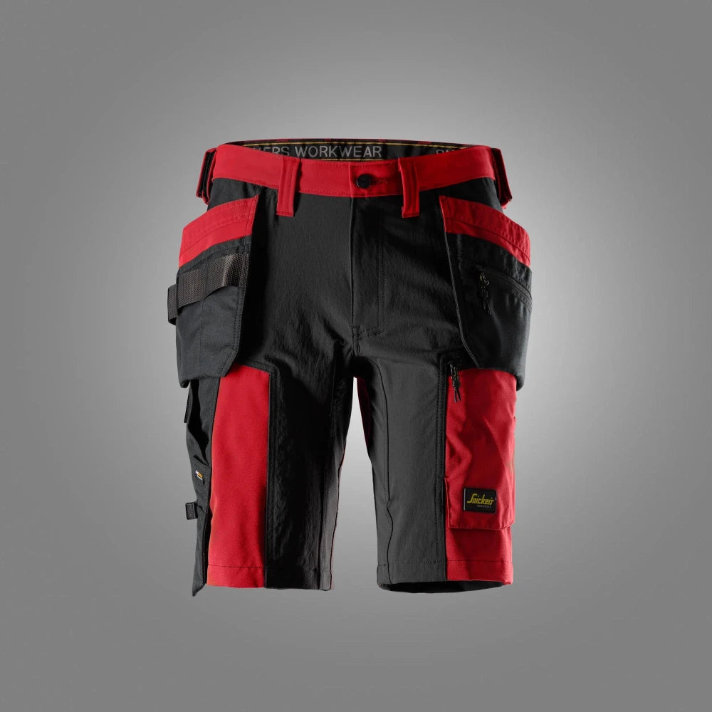 Snickers 6118 Allroundwork Stretch Werkshorts Met Holsterzakken 1604 Chili Red Black