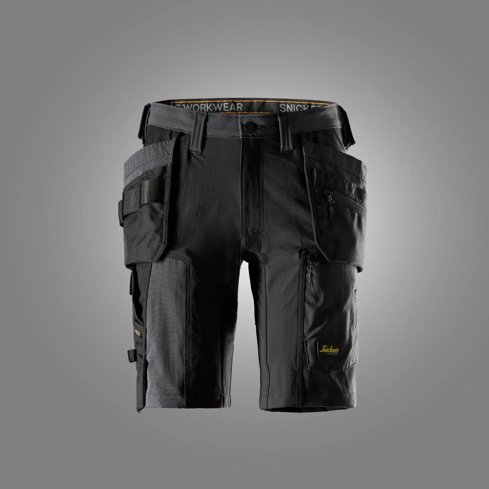 Snickers 6118 Allroundwork Stretch Werkshorts Met Holsterzakken 5804 Steel Grey Black
