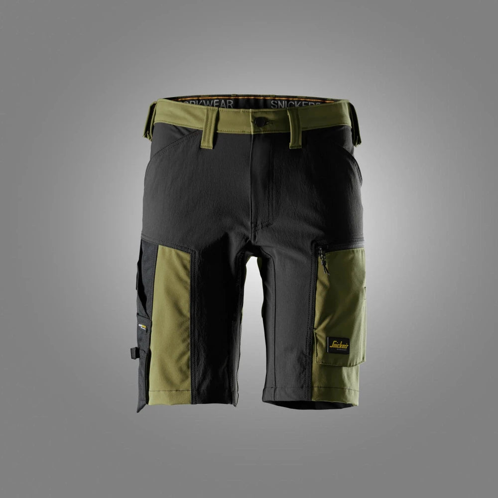 Snickers 6119 Allroundwork Stretch Shorts 3104 Khaki Green Black