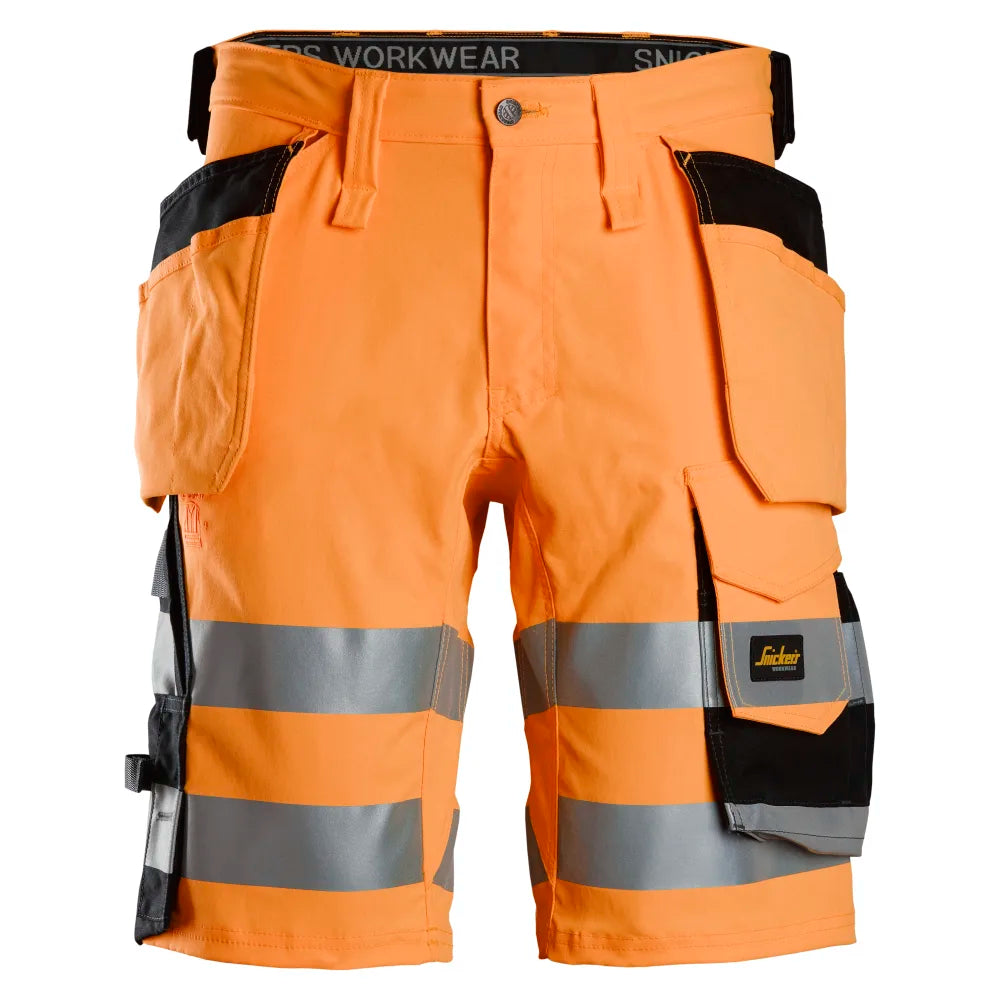 Snickers 6135 High-Vis Klasse 1 Stretch Werkshorts Met Holsterzakken 5504 High Visibility Orange Black