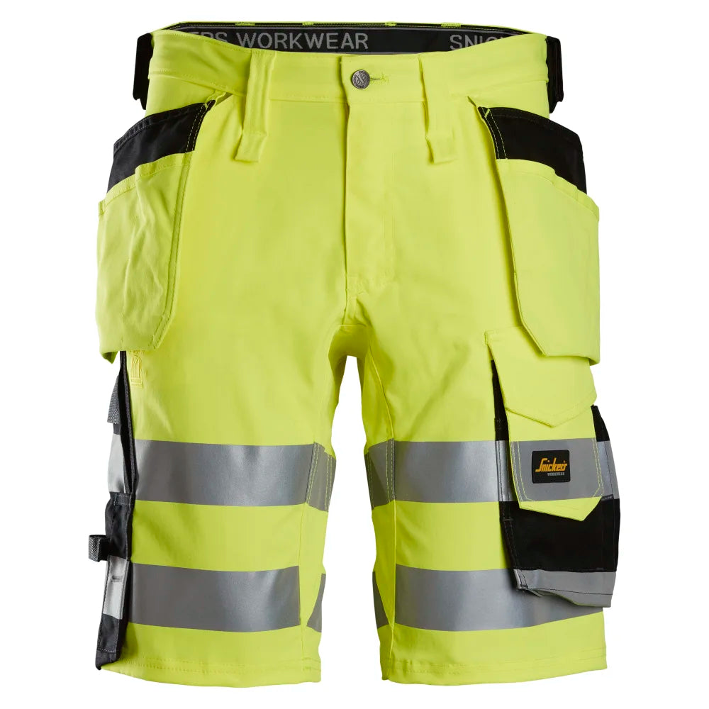 Snickers 6135 High-Vis Klasse 1 Stretch Werkshorts Met Holsterzakken 6604 High Visibility Yellow Black
