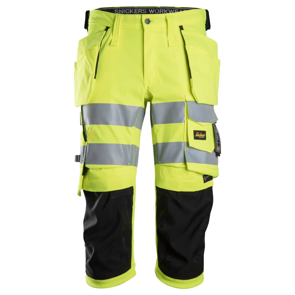 Snickers 6138 High-Vis Stretch Pirate Werkbroek Met Holsterzakken Klasse 1/2 6604 High Visibility Yellow Black