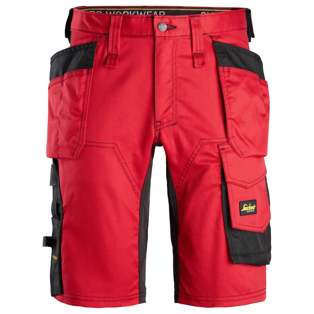 Snickers 6141 Allroundwork 2-Way Stretch Werkshorts Met Holsterzakken 1604 Chili Red Black