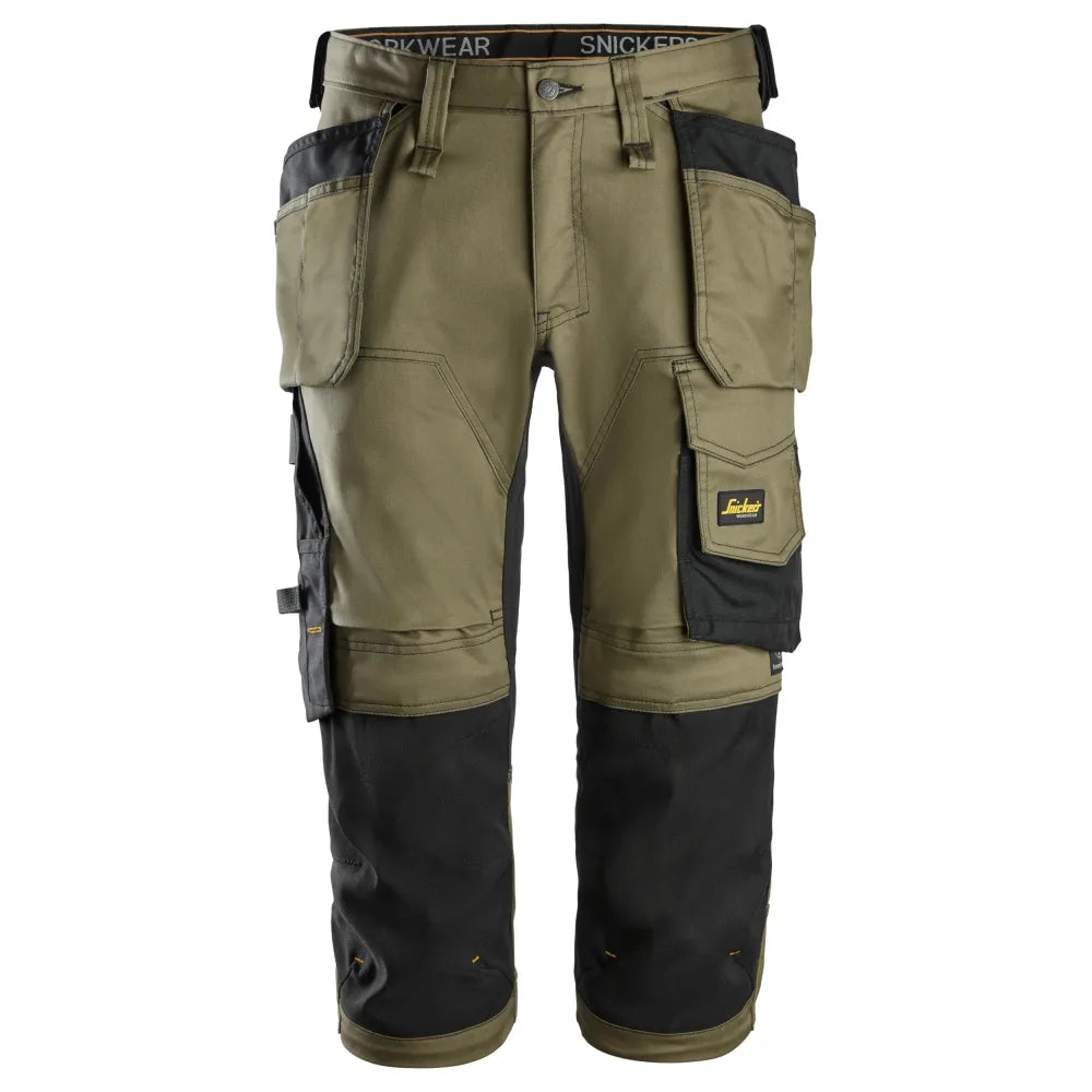 Snickers 6142 Allroundwork Stretch Pirate Werkbroek Met Holsterzakken 3104 Khaki Green Black