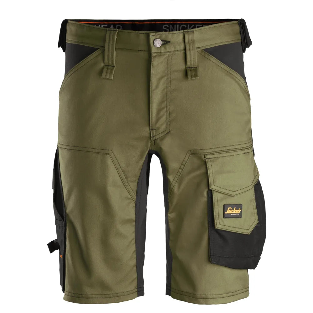 Snickers 6143 Allroundwork 2-Way Stretch Werkshorts 3104 Khaki Green Black