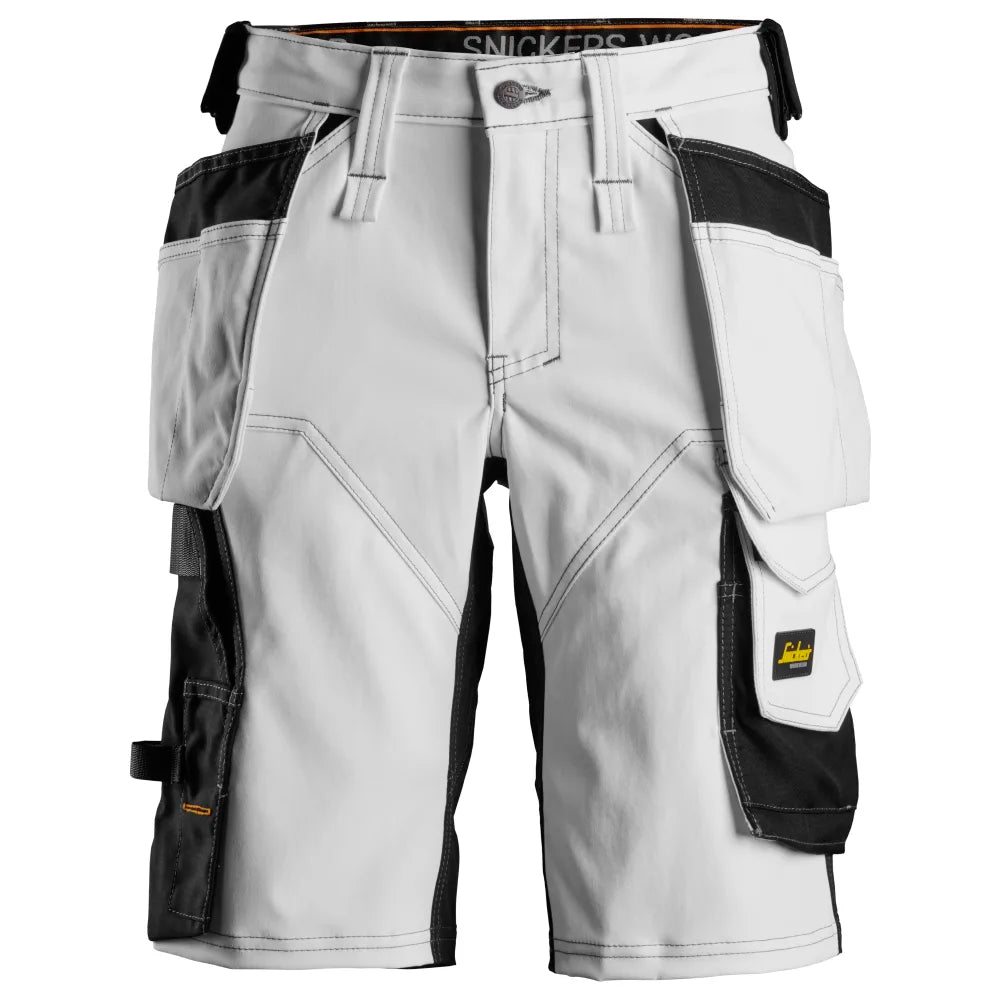 Snickers 6147 Allroundwork Dames Stretch Werkshorts Met Holsterzakken 0904 White Black