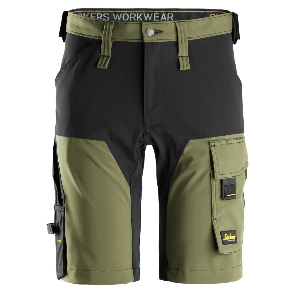 Snickers 6173 Allroundwork 4-Way Stretch Werkshorts 3104 Khaki Green Black