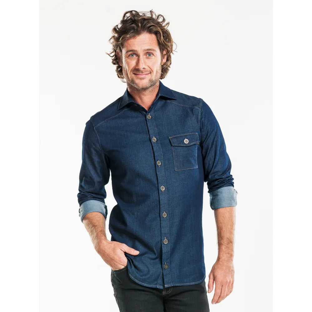 Chaud Devant Overhemd/Blouse Men Blue Denim Stretch