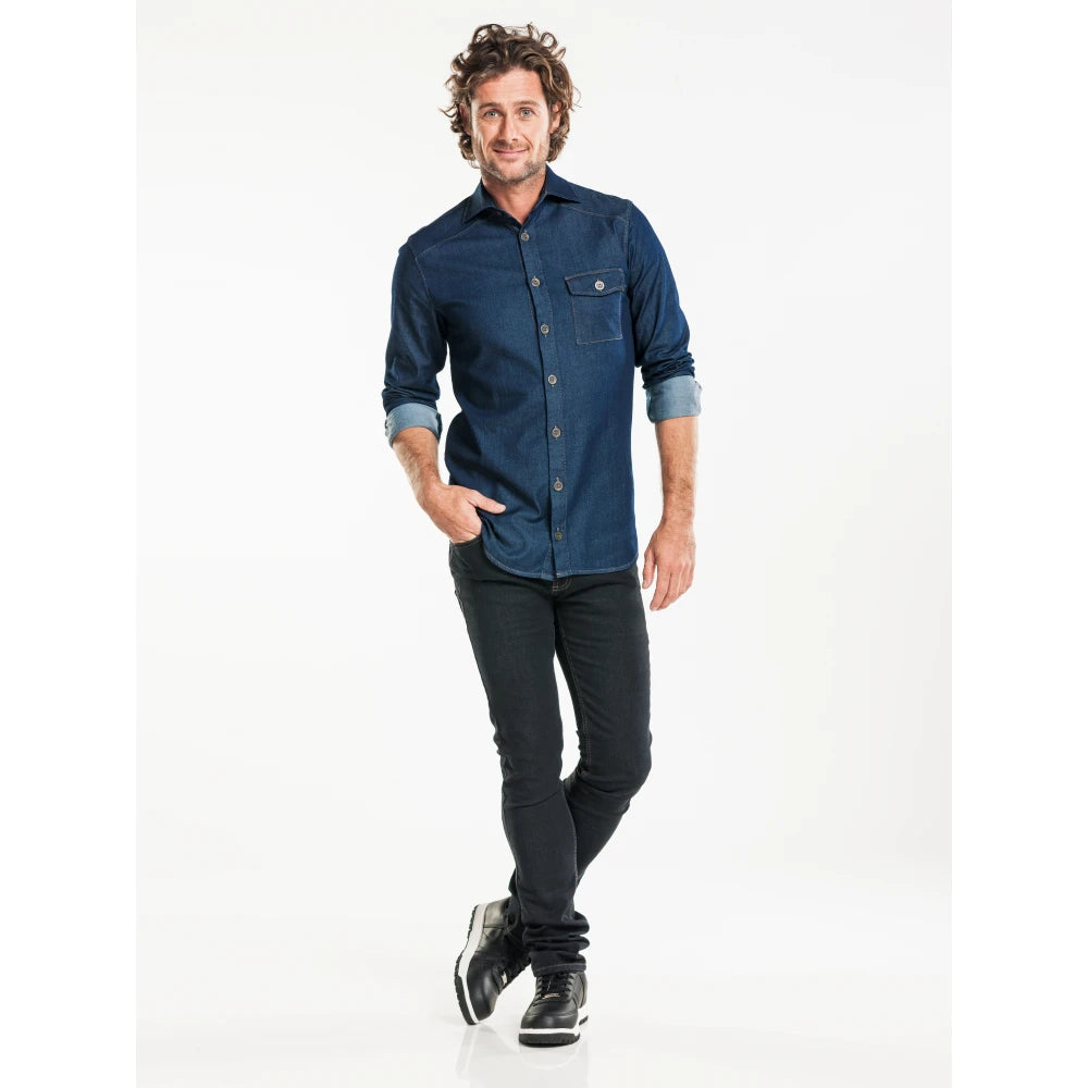 Chaud Devant Overhemd/Blouse Men Blue Denim Stretch