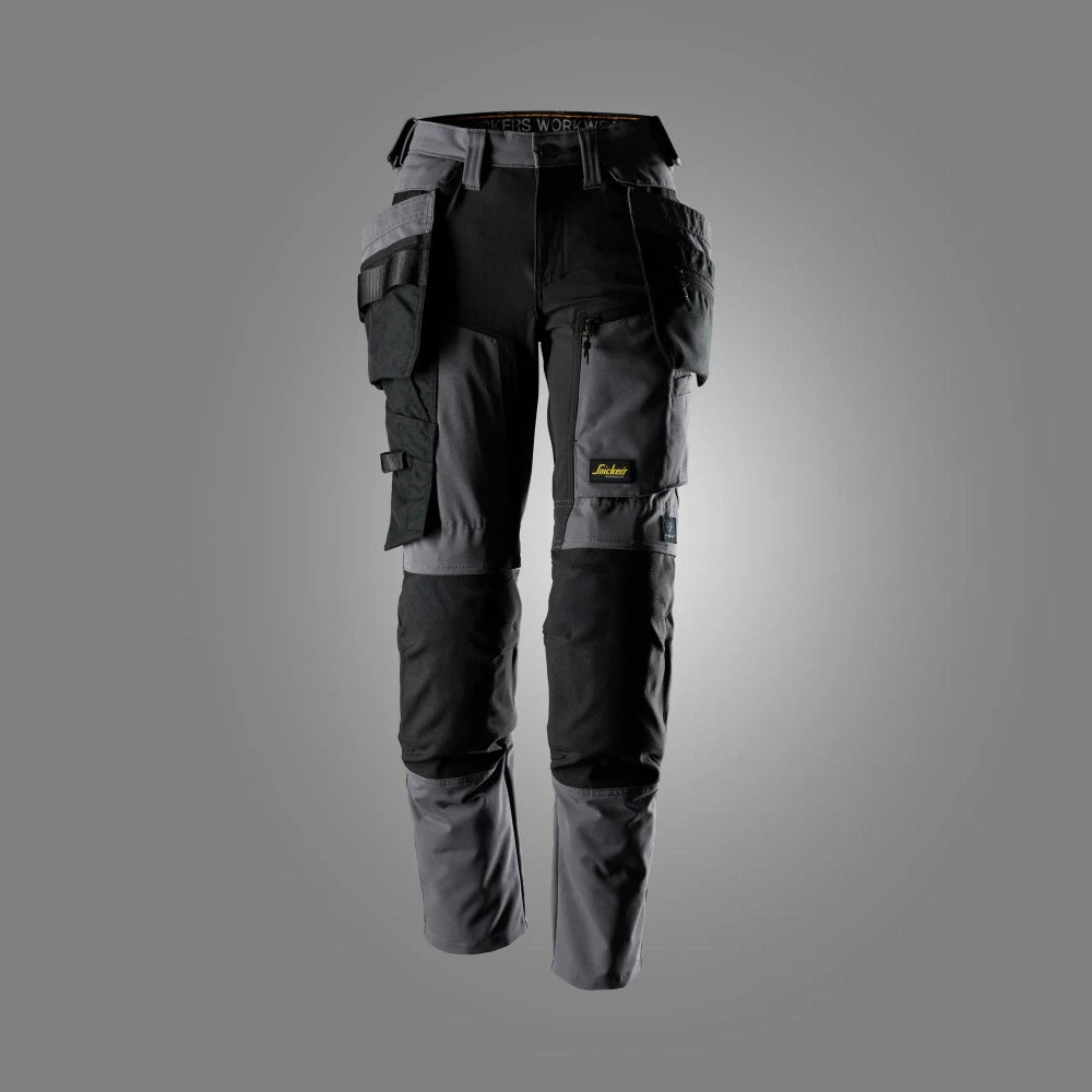 Snickers 6217 Allroundwork Dames Stretch Werkbroek Met Afneembare Holsterzakken 5804 Steel Grey Black
