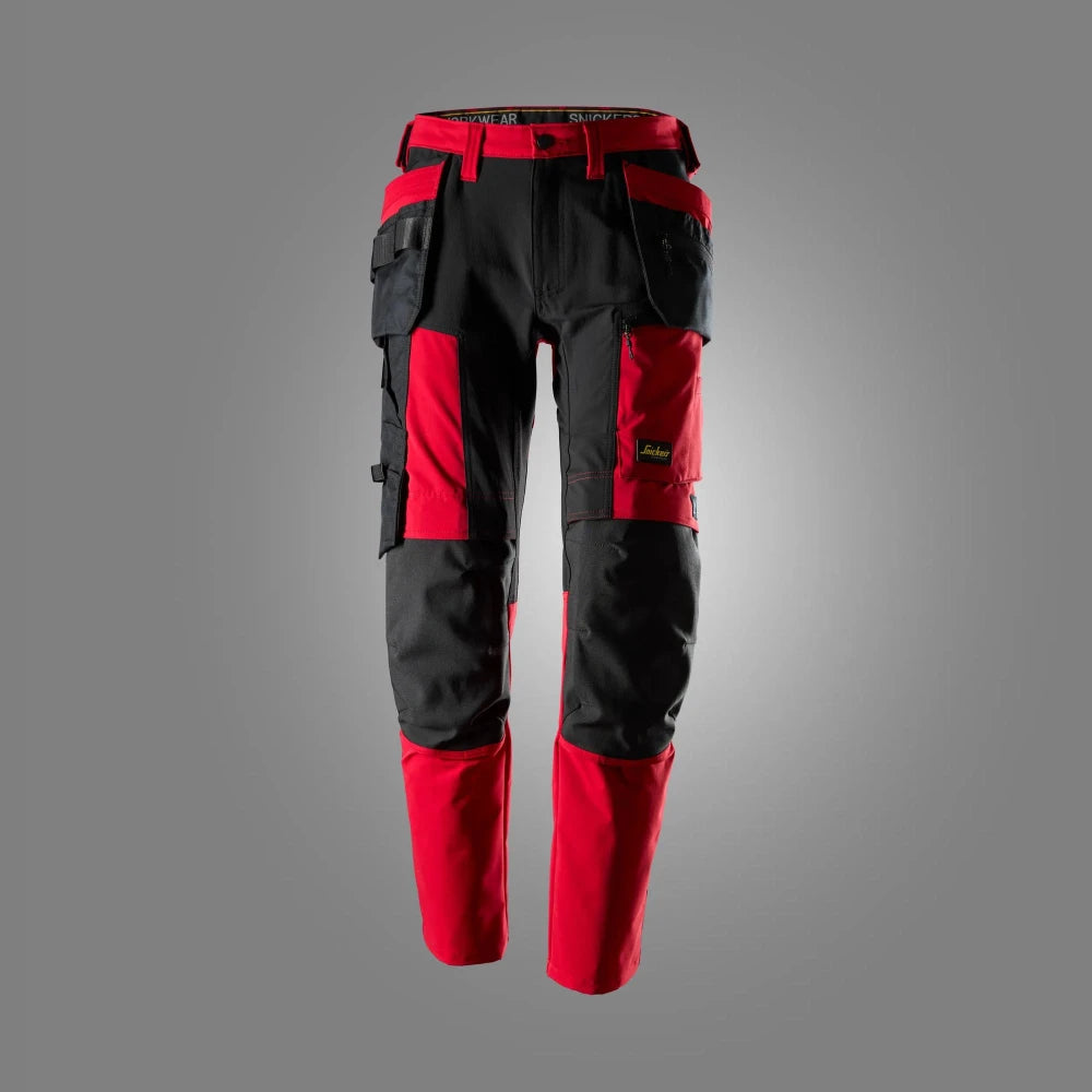 Snickers 6218 Allroundwork 4-Way Stretch Werkbroek Met Holsterzakken 1604 Chili Red Black