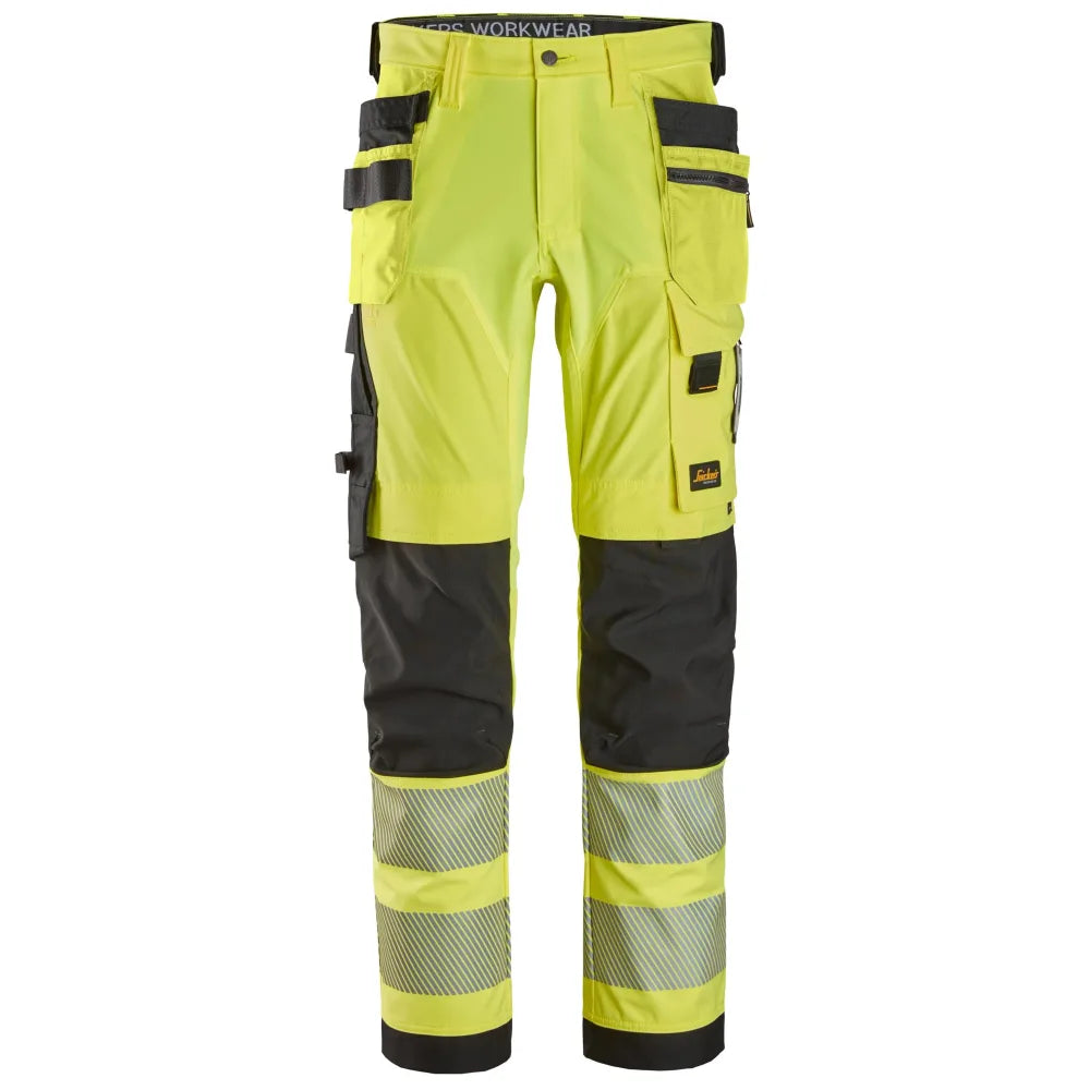 Snickers 6232 High-Vis 4-Way Stretch Werkbroek Met Holsterzakken Klasse 2 6604 High Visibility Yellow Black