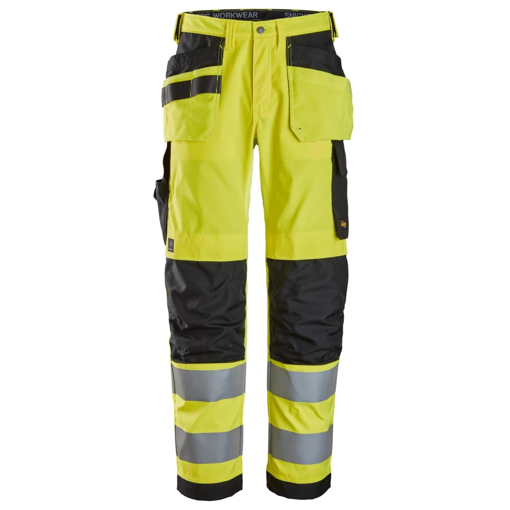 Snickers 6238 High-Vis Werkbroek Met Holsterzakken Klasse 2 6604 High Visibility Yellow Black