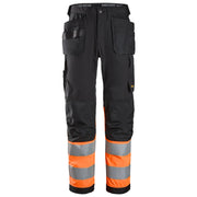 Snickers 6239 High-Vis Werkbroek Met Holsterzakken Klasse 1 0455  Black High Visibility Orange