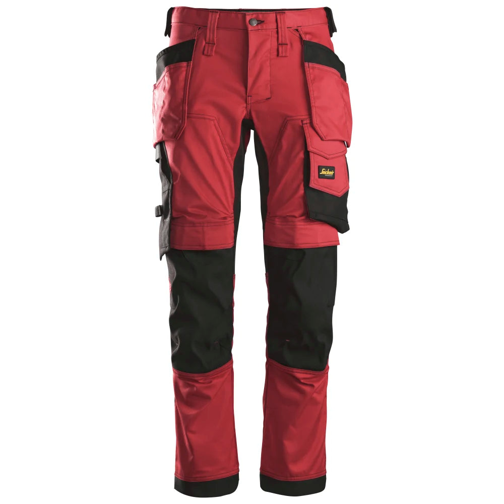 Snickers 6241 Allroundwork 2-Way Stretch Werkbroek Met Holsterzakken 1604 Chili Red Black