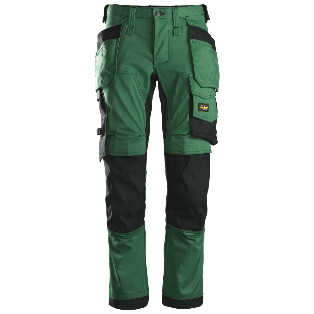 Snickers 6241 Allroundwork 2-Way Stretch Werkbroek Met Holsterzakken 3904 Forest Green Black