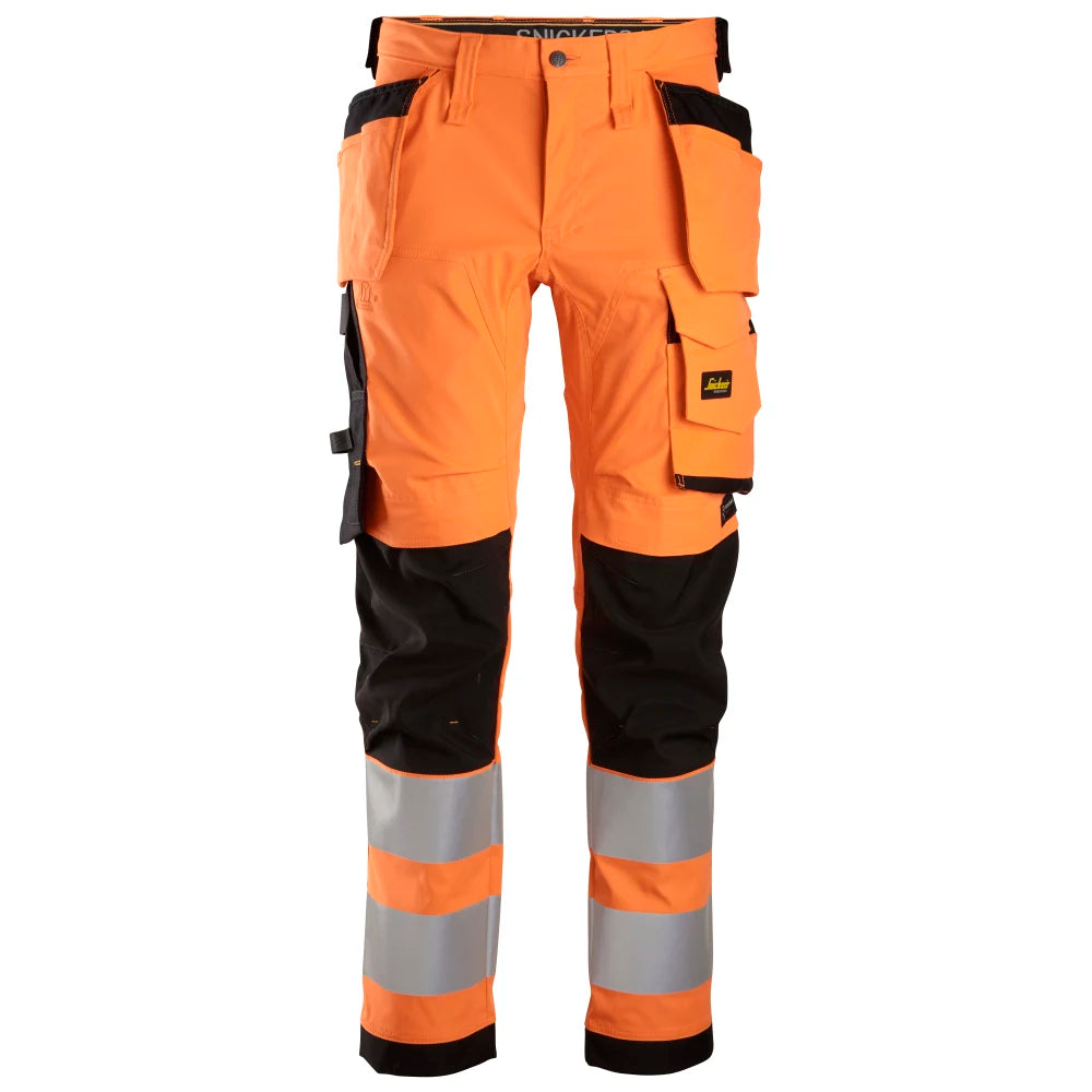 Snickers 6243 High-Vis Stretch Werkbroek Met Holsterzakken Klasse 2 5504 High Visibility Orange Black