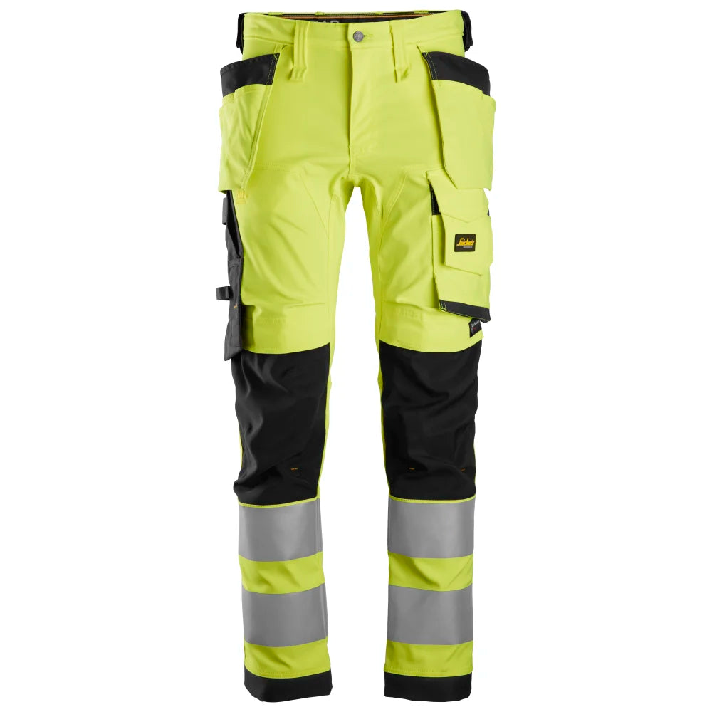 Snickers 6243 High-Vis Stretch Werkbroek Met Holsterzakken Klasse 2 6604 High Visibility Yellow Black