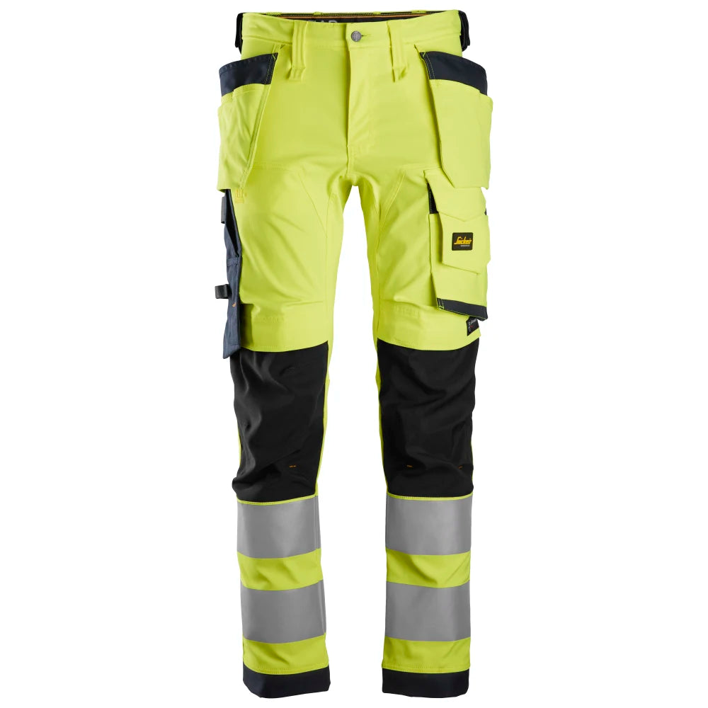 Snickers 6243 High-Vis Stretch Werkbroek Met Holsterzakken Klasse 2 6695 High Visibility Yellow Navy