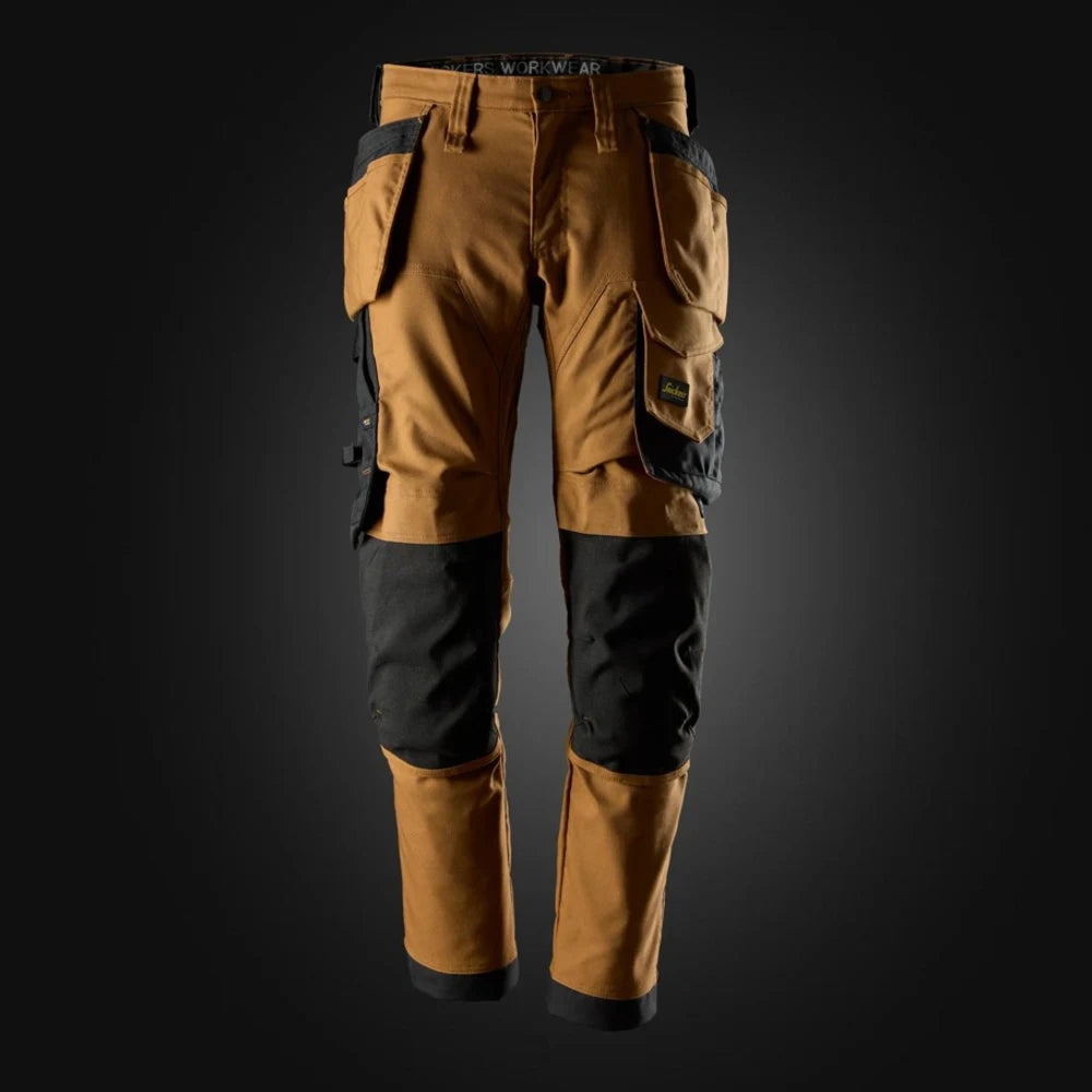 Snickers 6244 Allroundwork Canvas Stretch Werkbroek Met Holsterzakken Brown Black